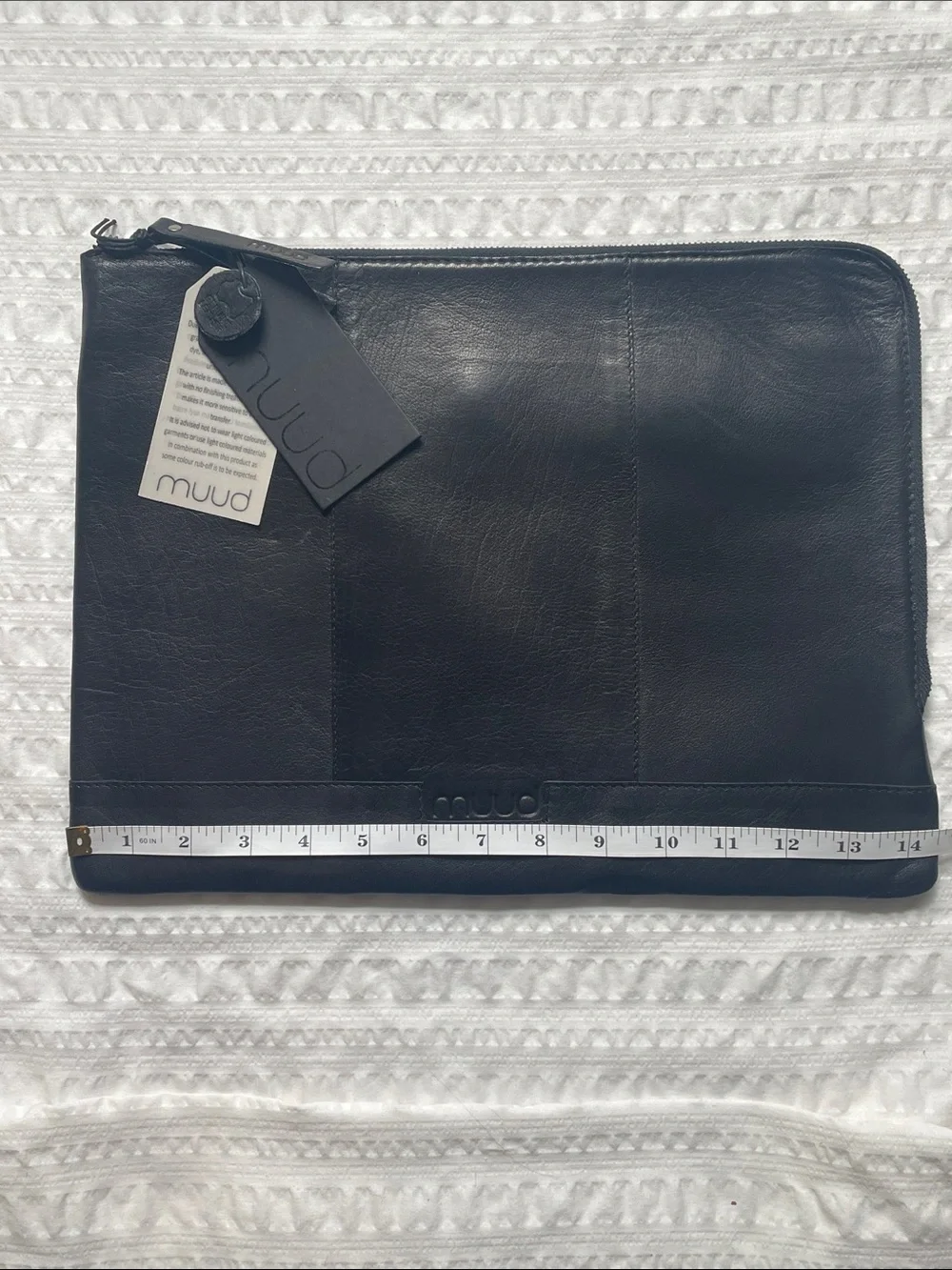 NWT Muud Handcrafted Copenhagen Leather Laptop Sleeve Black